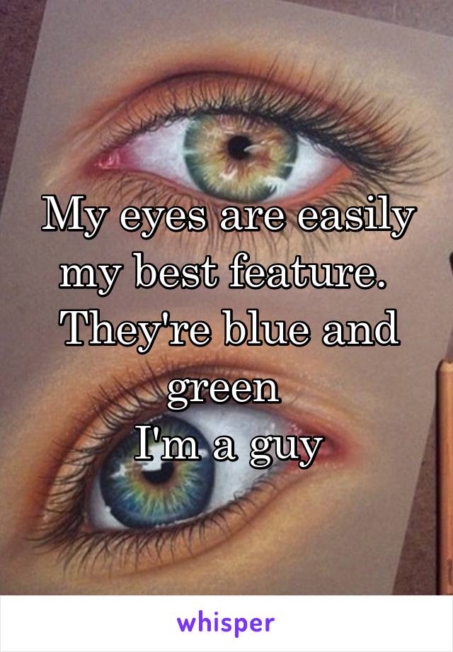 My eyes are easily my best feature. 
They're blue and green 
I'm a guy