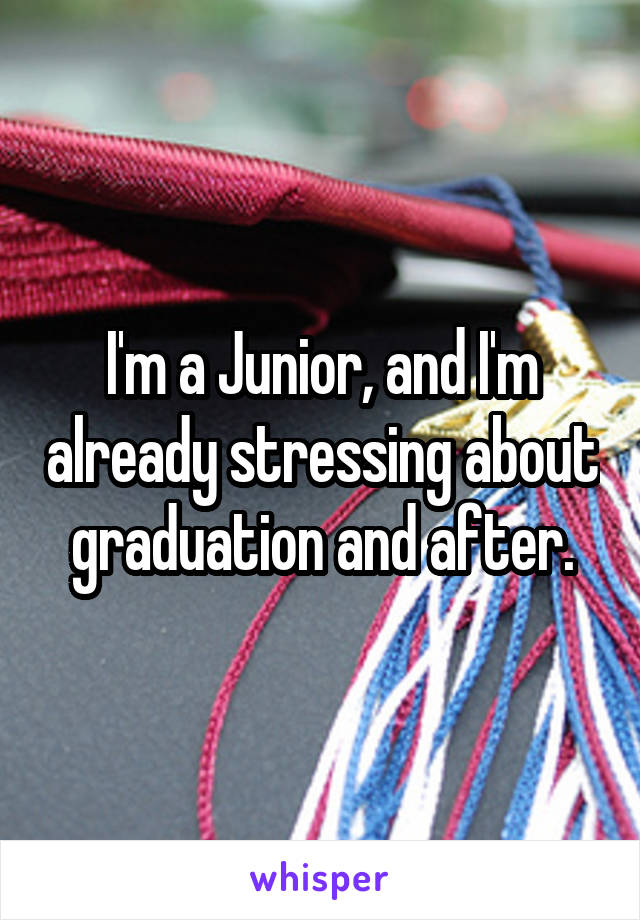 I'm a Junior, and I'm already stressing about graduation and after.