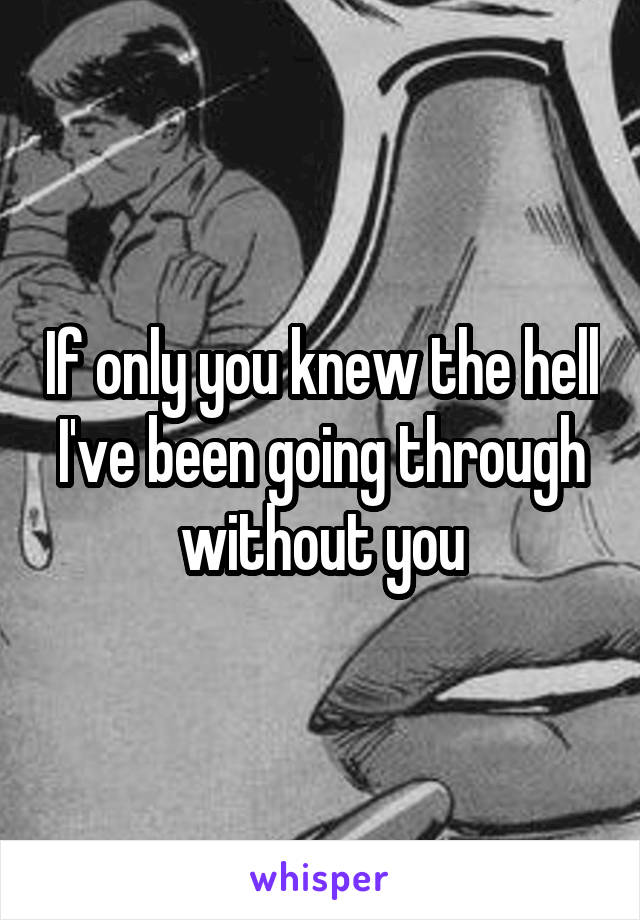 If only you knew the hell I've been going through without you