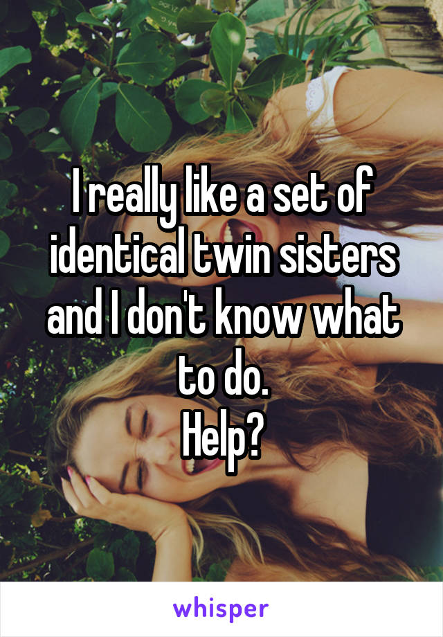 I really like a set of identical twin sisters and I don't know what to do.
Help?