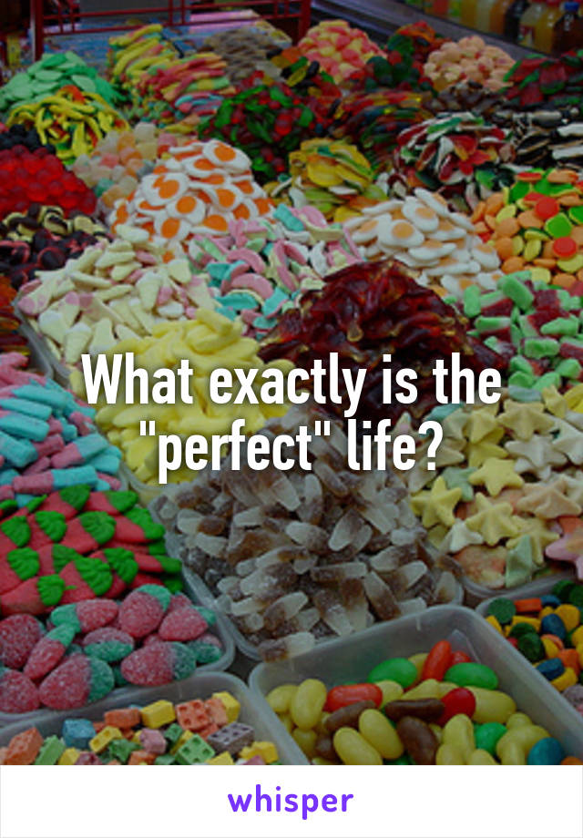 What exactly is the "perfect" life?