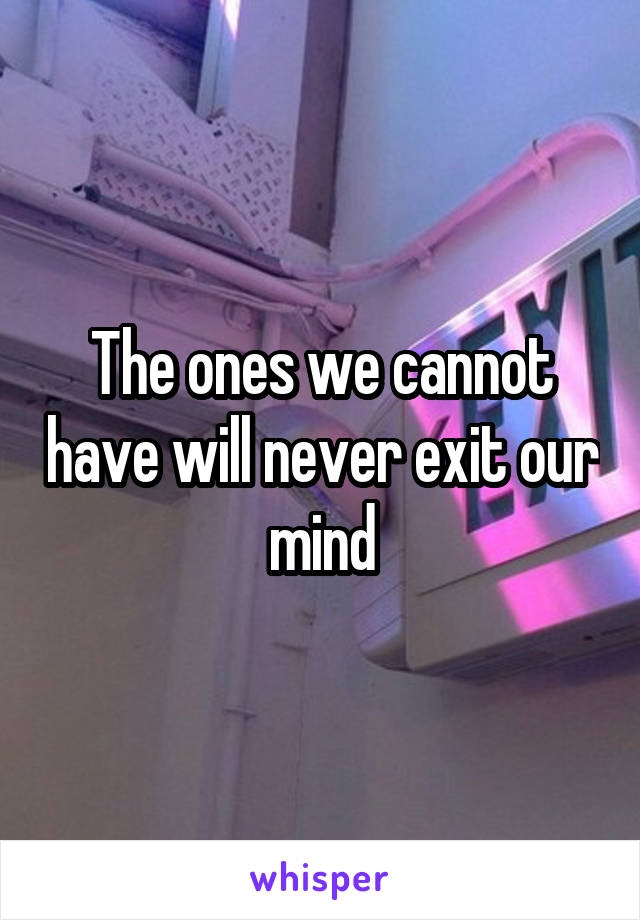 The ones we cannot have will never exit our mind