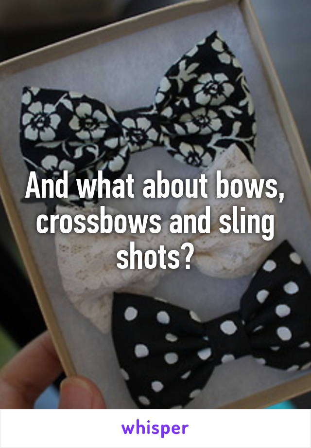 And what about bows, crossbows and sling shots?