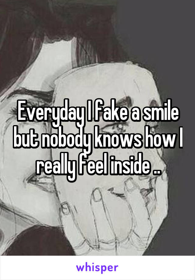 Everyday I fake a smile but nobody knows how I really feel inside ..