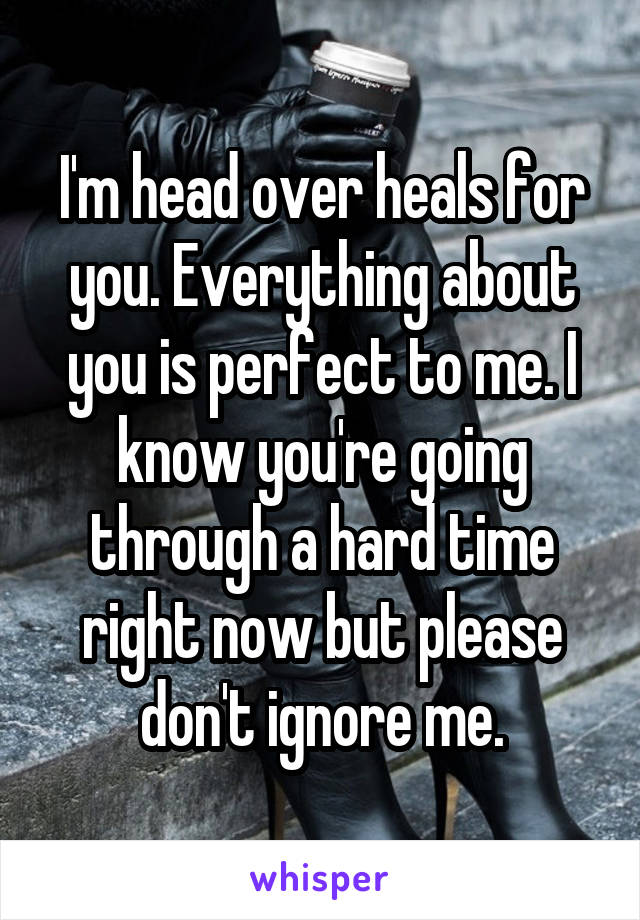 I'm head over heals for you. Everything about you is perfect to me. I know you're going through a hard time right now but please don't ignore me.