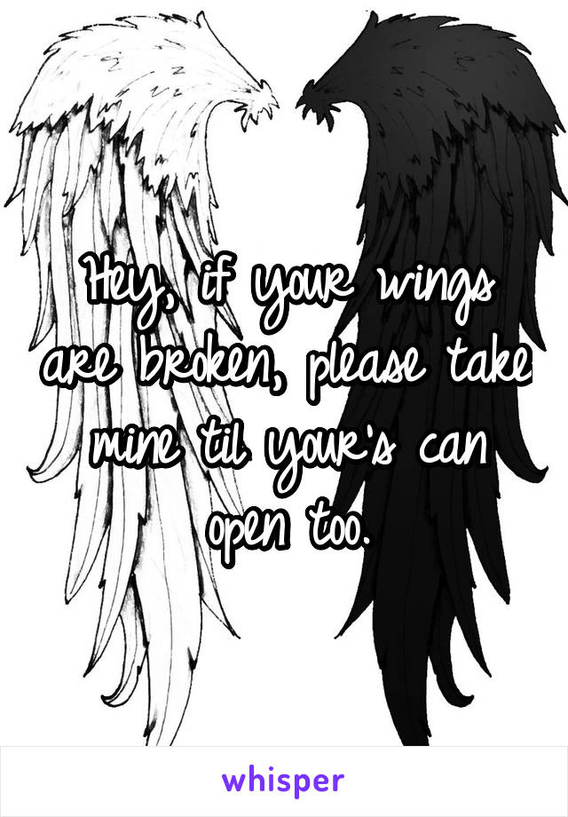 Hey, if your wings are broken, please take mine til your's can open too.