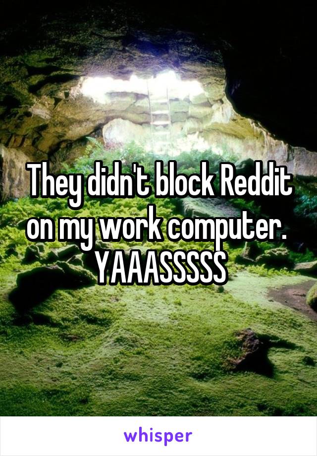 They didn't block Reddit on my work computer. 
YAAASSSSS