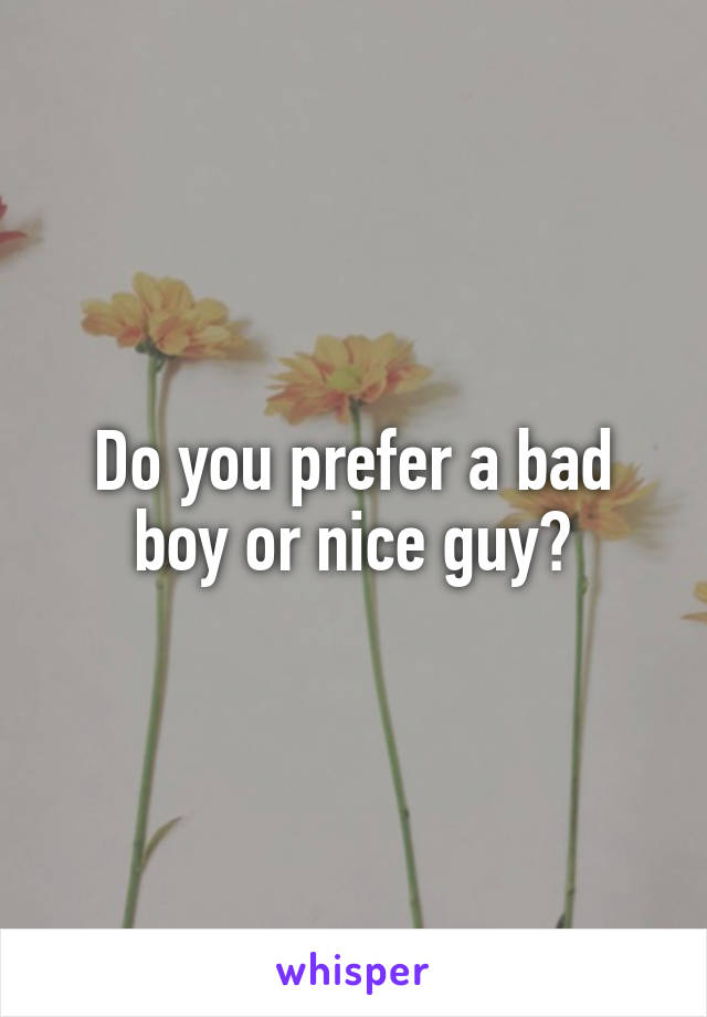 Do you prefer a bad boy or nice guy?