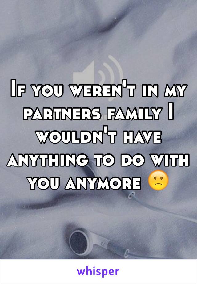 If you weren't in my partners family I wouldn't have anything to do with you anymore 🙁