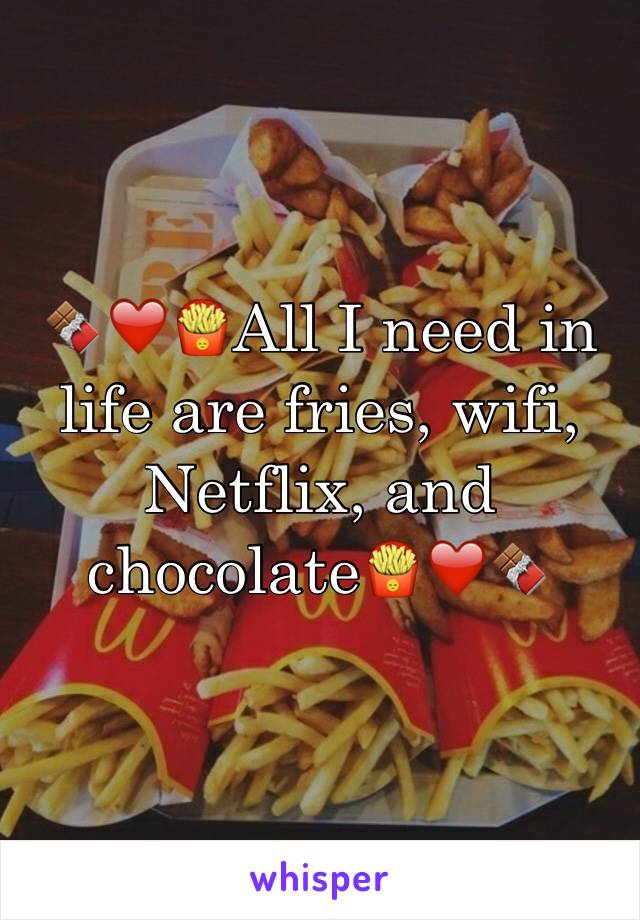 🍫❤️🍟All I need in life are fries, wifi, Netflix, and chocolate🍟❤️🍫