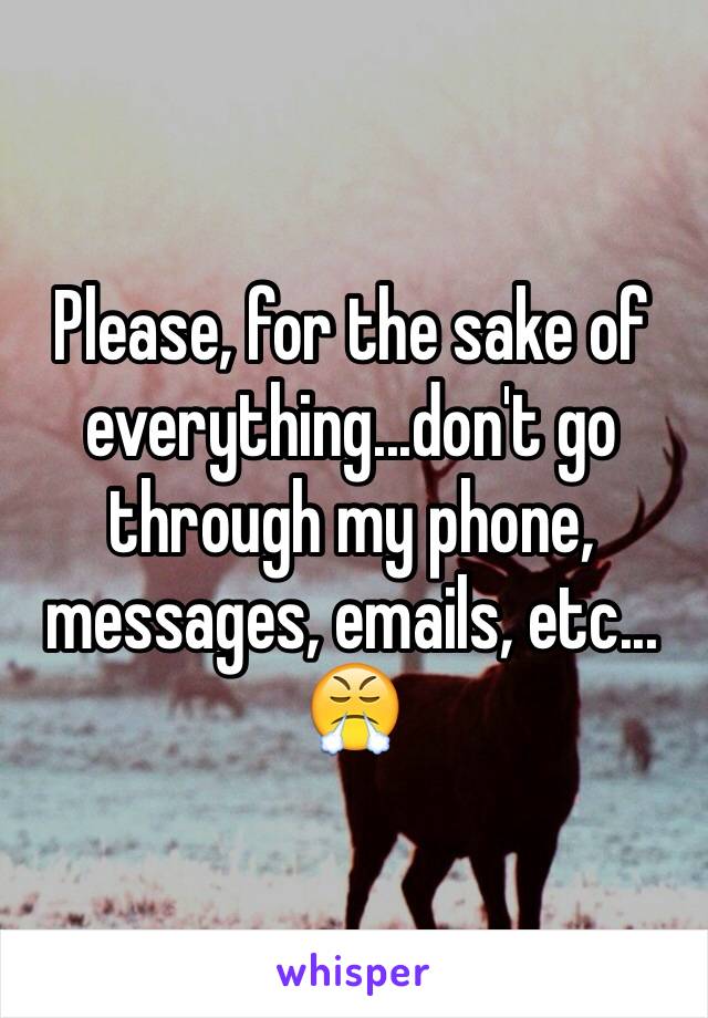 Please, for the sake of everything...don't go through my phone, messages, emails, etc...  😤