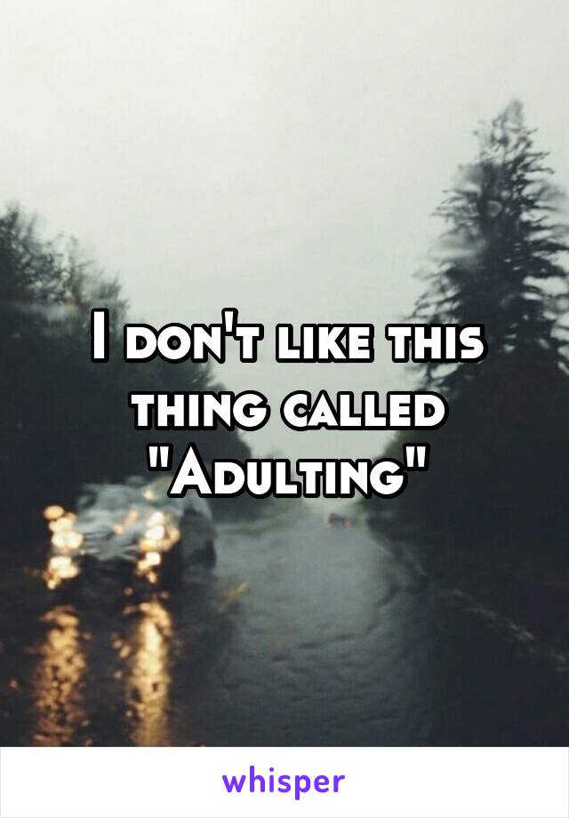 I don't like this thing called "Adulting"