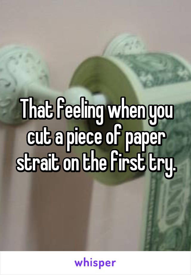 That feeling when you cut a piece of paper strait on the first try.