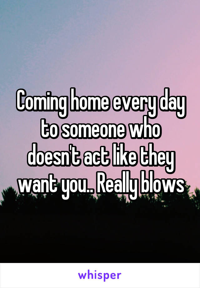 Coming home every day to someone who doesn't act like they want you.. Really blows