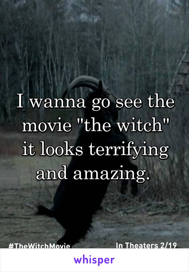 I wanna go see the movie "the witch" it looks terrifying and amazing. 