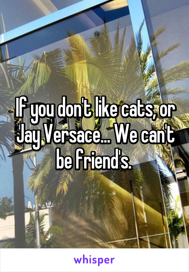 If you don't like cats, or Jay Versace... We can't be friend's. 