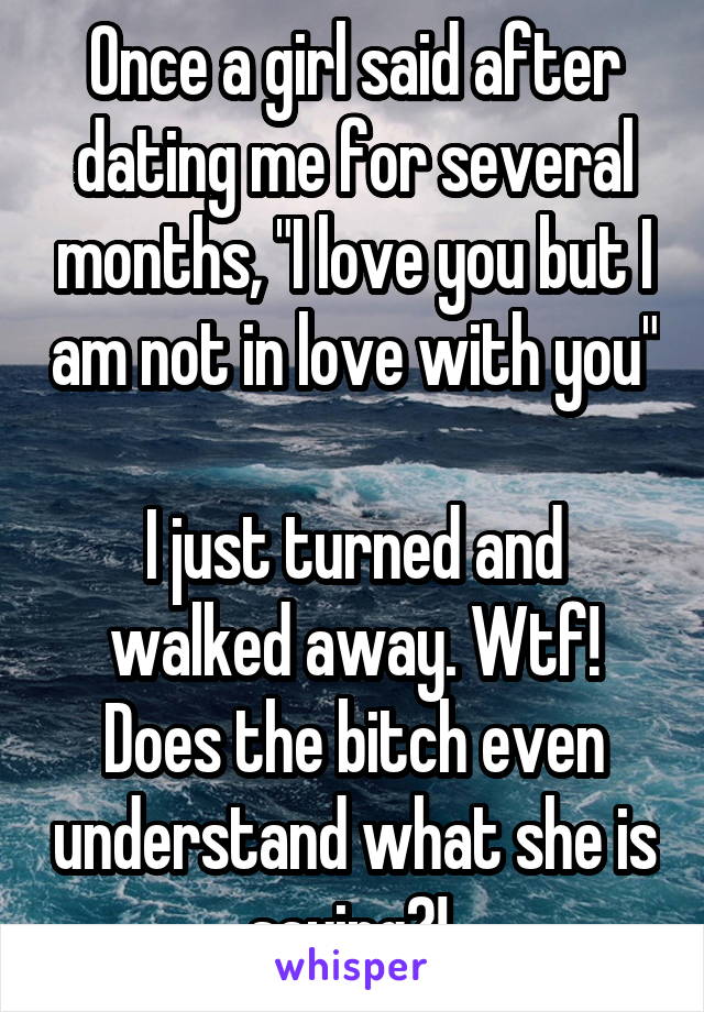 Once a girl said after dating me for several months, "I love you but I am not in love with you" 
I just turned and walked away. Wtf! Does the bitch even understand what she is saying?! 