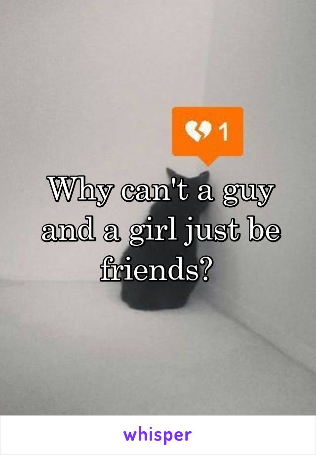 Why can't a guy and a girl just be friends? 