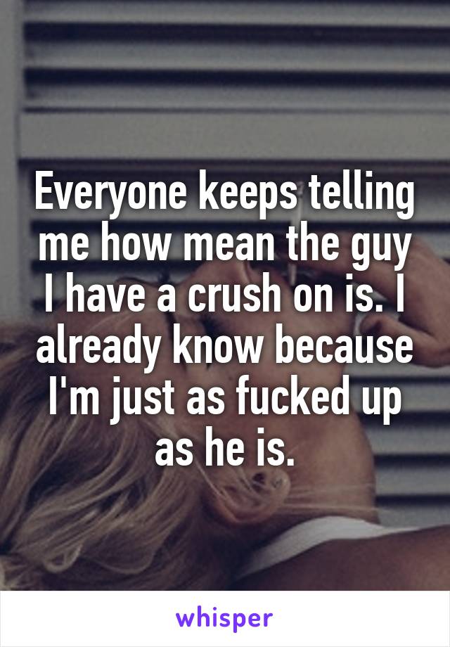 Everyone keeps telling me how mean the guy I have a crush on is. I already know because I'm just as fucked up as he is.