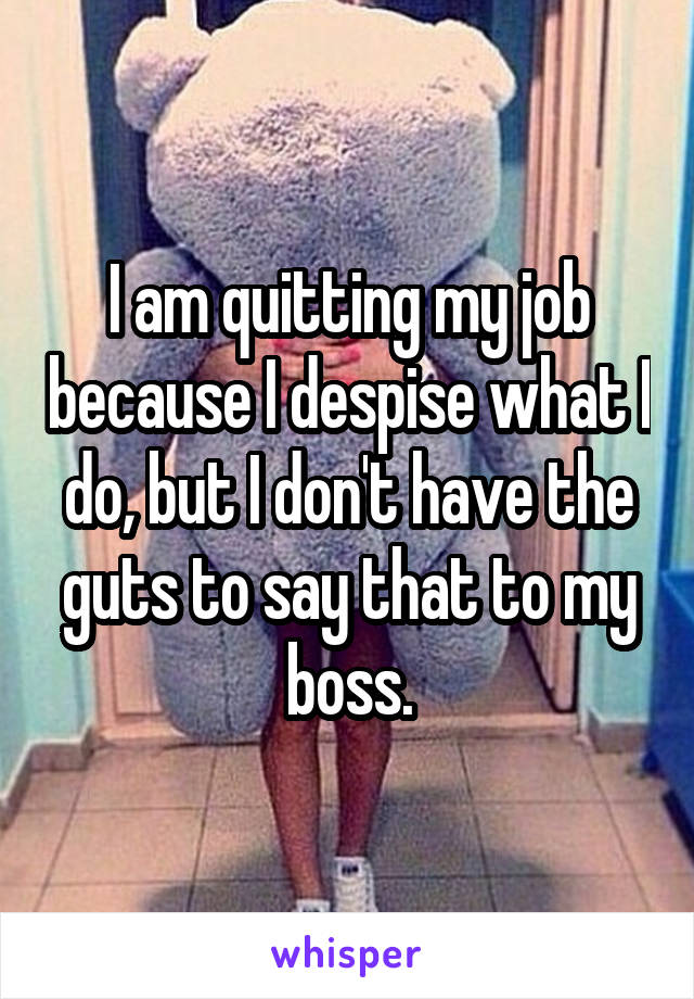 I am quitting my job because I despise what I do, but I don't have the guts to say that to my boss.