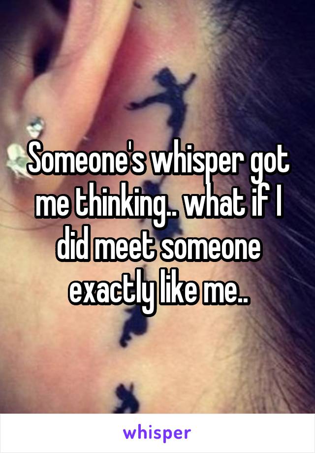 Someone's whisper got me thinking.. what if I did meet someone exactly like me..