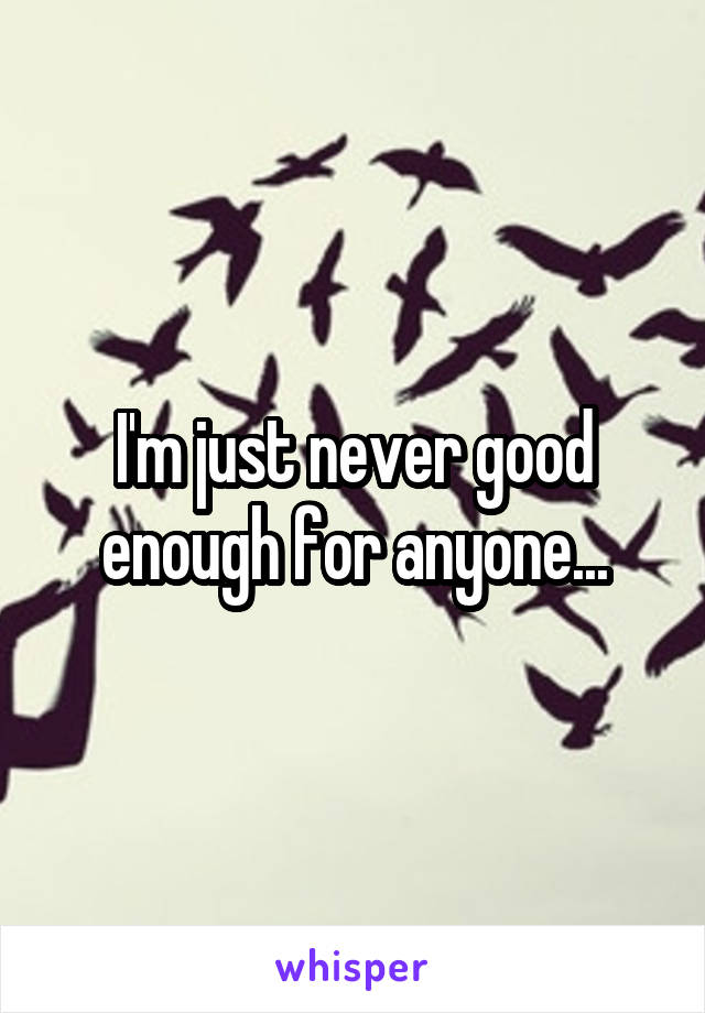 I'm just never good enough for anyone...