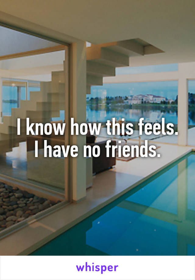 I know how this feels. I have no friends.