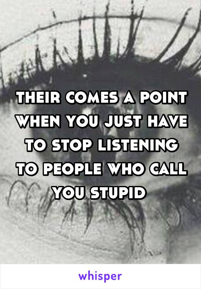 their comes a point when you just have to stop listening to people who call you stupid 