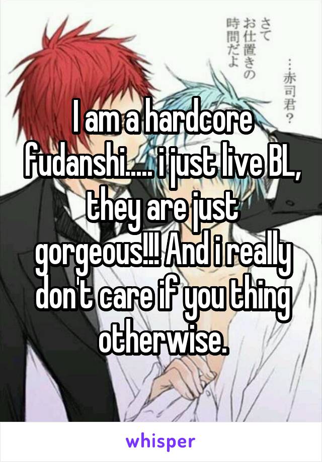 I am a hardcore fudanshi..... i just live BL, they are just gorgeous!!! And i really don't care if you thing otherwise.