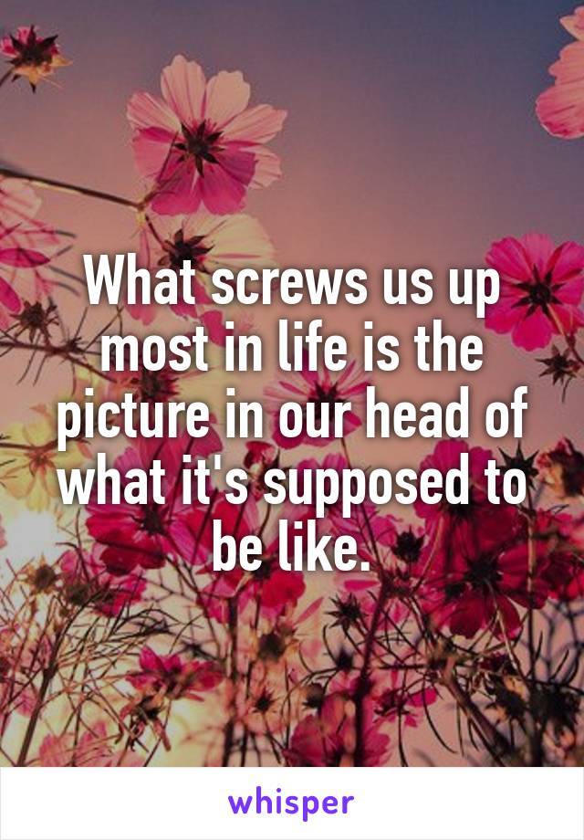 What screws us up most in life is the picture in our head of what it's supposed to be like.