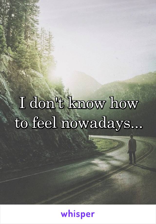 I don't know how to feel nowadays...