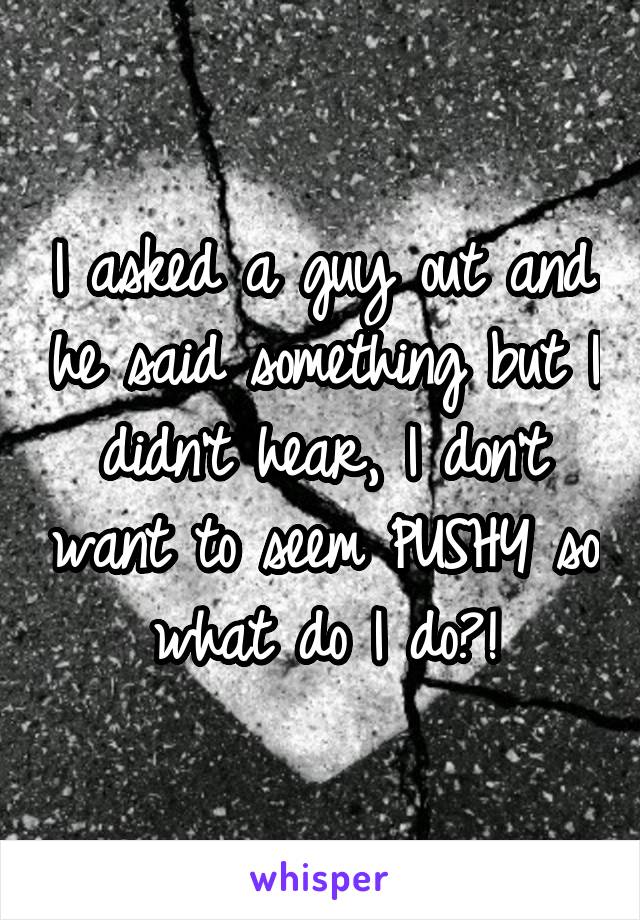 I asked a guy out and he said something but I didn't hear, I don't want to seem PUSHY so what do I do?!