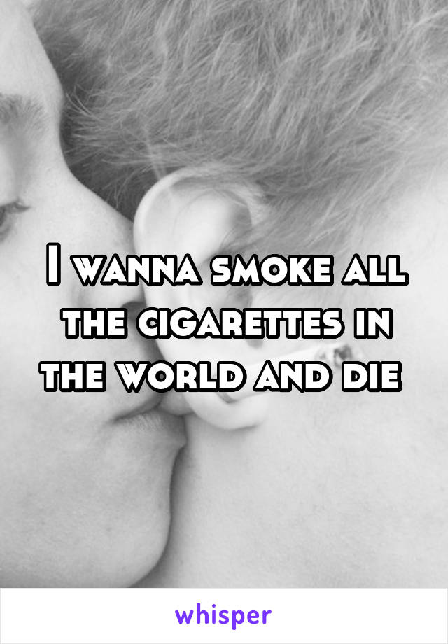 I wanna smoke all the cigarettes in the world and die 