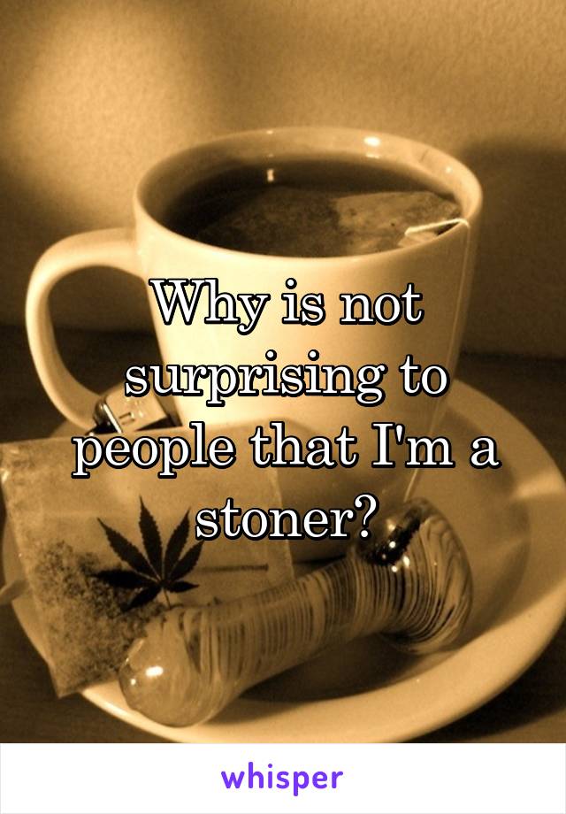 Why is not surprising to people that I'm a stoner?