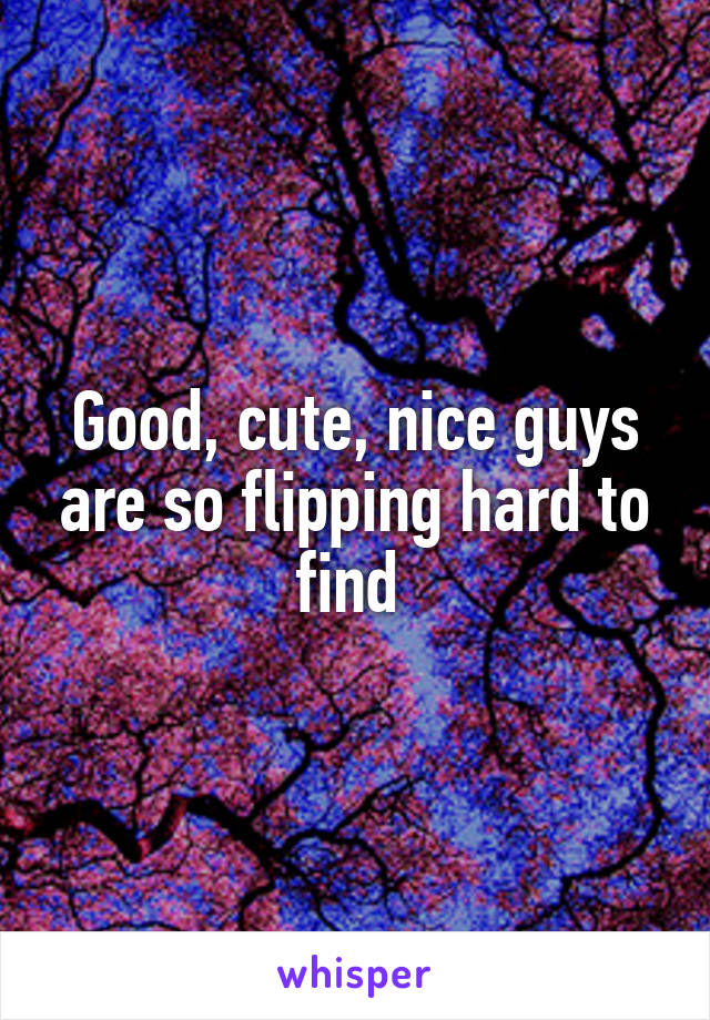 Good, cute, nice guys are so flipping hard to find 