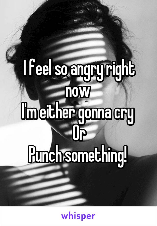 I feel so angry right now 
I'm either gonna cry 
Or
Punch something! 