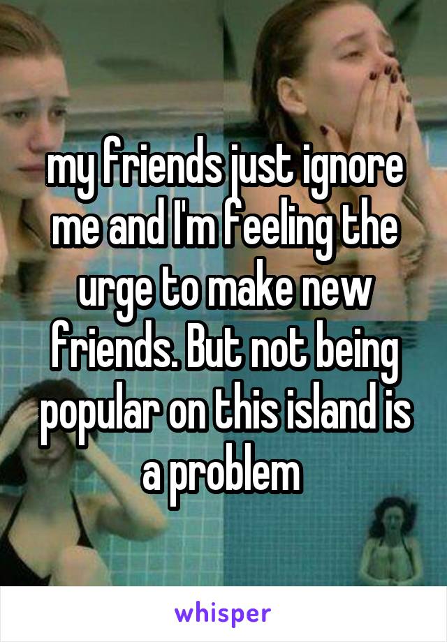 my friends just ignore me and I'm feeling the urge to make new friends. But not being popular on this island is a problem 