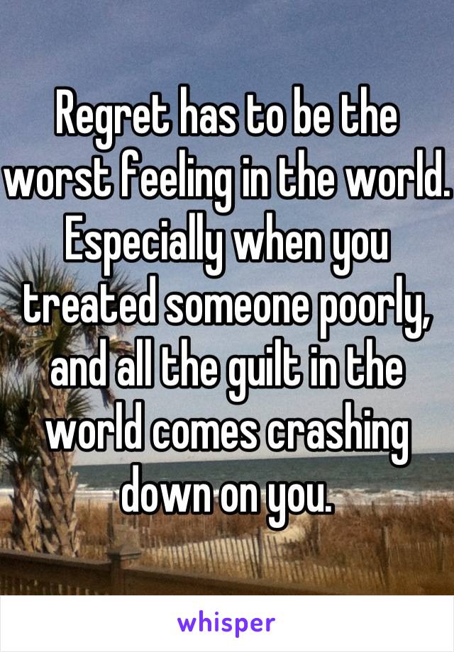 Regret has to be the worst feeling in the world. Especially when you treated someone poorly, and all the guilt in the world comes crashing down on you.