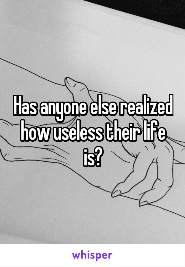 Has anyone else realized how useless their life is?