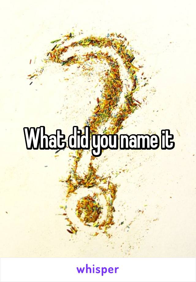 What did you name it