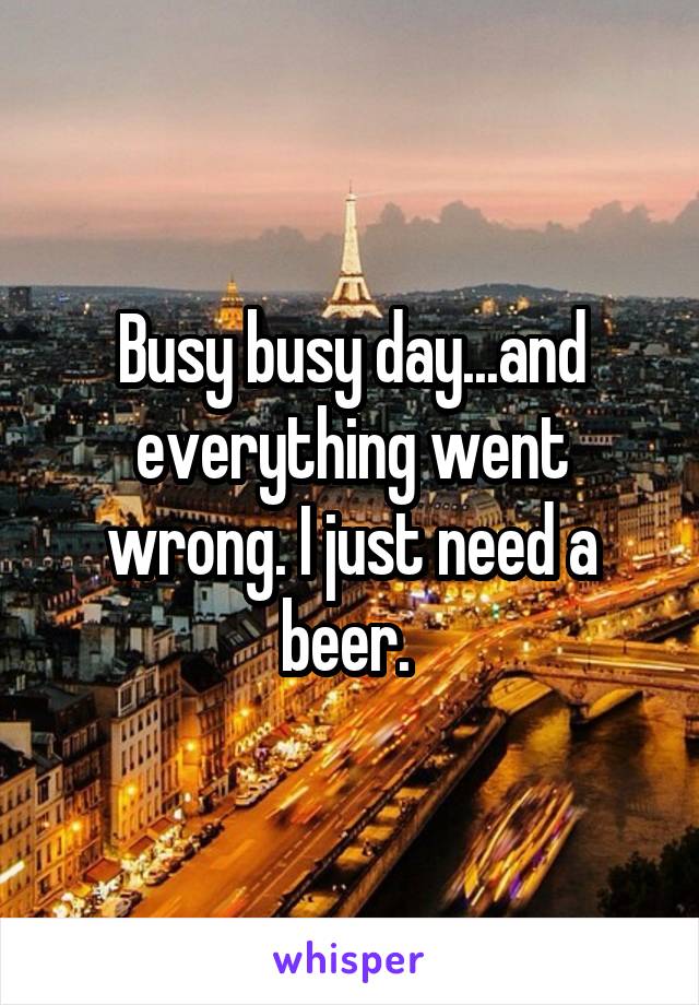 Busy busy day...and everything went wrong. I just need a beer. 