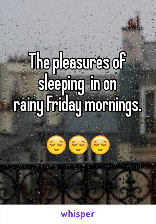 The pleasures of sleeping  in on 
rainy Friday mornings. 

😌😌😌
