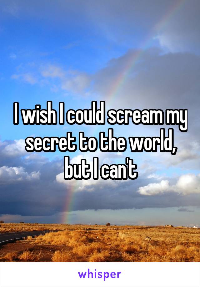 I wish I could scream my secret to the world, but I can't