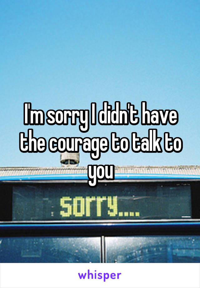 I'm sorry I didn't have the courage to talk to you
