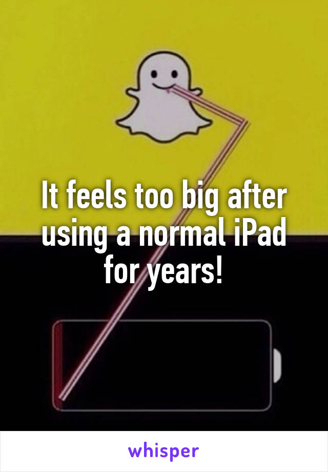 It feels too big after using a normal iPad for years!