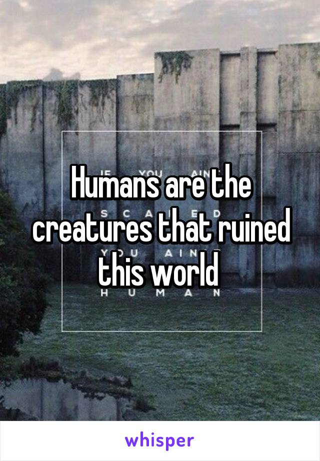 Humans are the creatures that ruined this world 