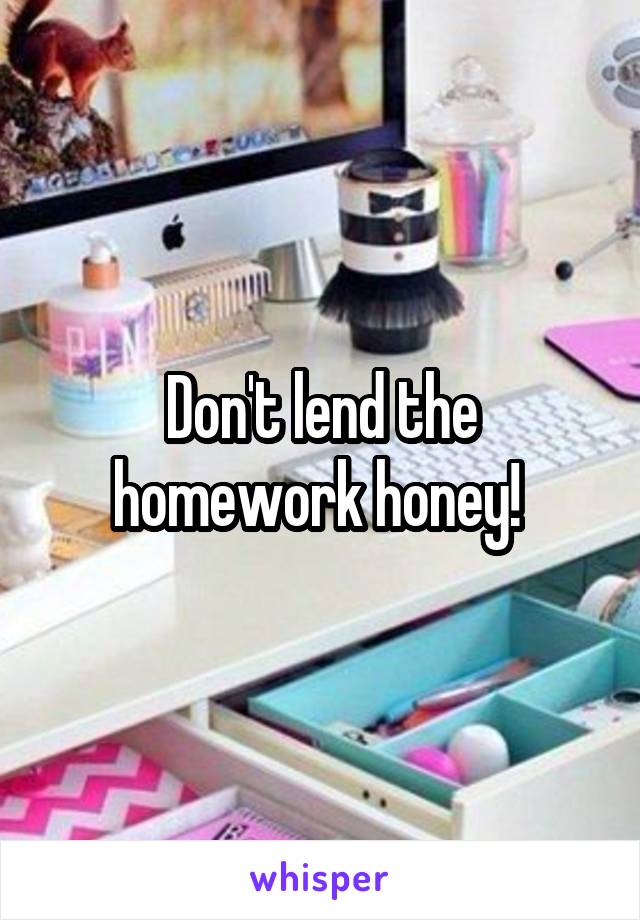Don't lend the homework honey! 