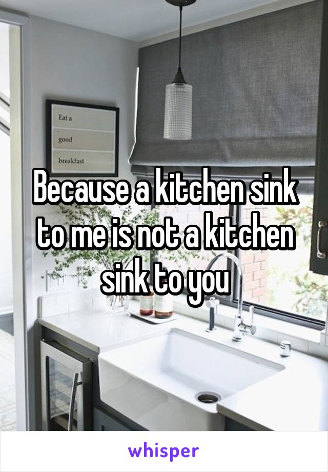 Because a kitchen sink to me is not a kitchen sink to you