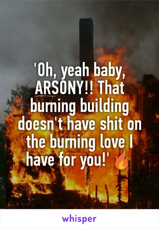 'Oh, yeah baby, ARSONY!! That burning building doesn't have shit on the burning love I have for you!'🔥