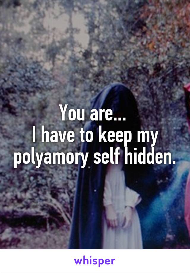 You are... 
I have to keep my polyamory self hidden.